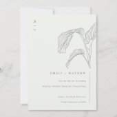 Leafy Palm Sketch Schwarz-weiße Save the Date Kart Dankeskarte (Vorderseite)