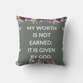 Leafy pillow with a simple religious quote kissen