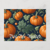 Leafy Pumpkin Patch Einladungspostkarte (Vorderseite)