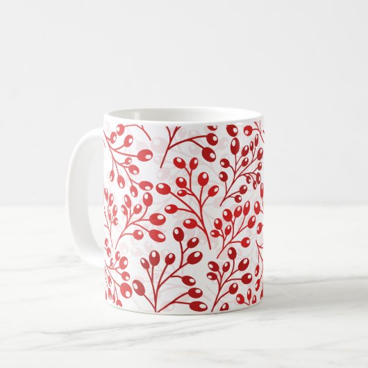 Leafy Red Pattern Moderne Elegante Individuelle Na Kaffeetasse (Vorderseite Links)