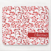Leafy Red Pattern Moderne Elegante Individuelle Na Mousepad (Vorne)