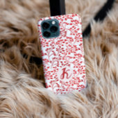 Leafy Red Pattern Moderne Elegante Mit Monogramm Case-Mate iPhone Hülle