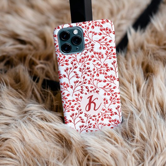 Leafy Red Pattern Moderne Elegante Mit Monogramm Case-Mate iPhone Hülle
