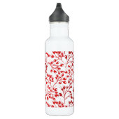 Leafy Red Pattern Moderne Elegante Mit Monogramm Edelstahlflasche (Rechts)