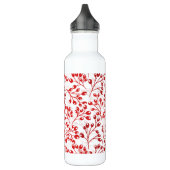 Leafy Red Pattern Moderne Elegante Mit Monogramm Edelstahlflasche (Links)
