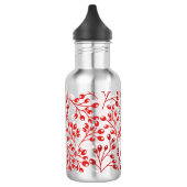 Leafy Red Pattern Moderne Elegante Mit Monogramm Edelstahlflasche (Links)