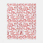 Leafy Red Pattern Moderne Elegante Mit Monogramm Fleecedecke (Vorderseite)