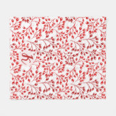Leafy Red Pattern Moderne Elegante Mit Monogramm Fleecedecke (Vorderseite (Horizontal))