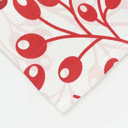 Leafy Red Pattern Moderne Elegante Mit Monogramm Fleecedecke (Ecke)