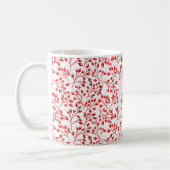 Leafy Red Pattern Moderne Elegante Mit Monogramm Kaffeetasse (Links)