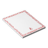 Leafy Red Pattern Moderne Elegante Mit Monogramm Notizblock (angewinkelt)