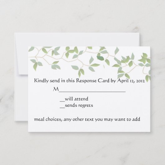 Leafy RSVP Card Karte (Vorderseite)