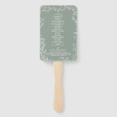 Leafy Sage Green Elegant Monogram Wedding Program Fächer (Rückseite)