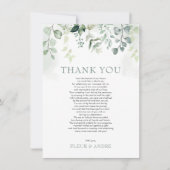 Leafy Sage Green Eukalyptus Garden Wedding Dankeskarte (Vorderseite)
