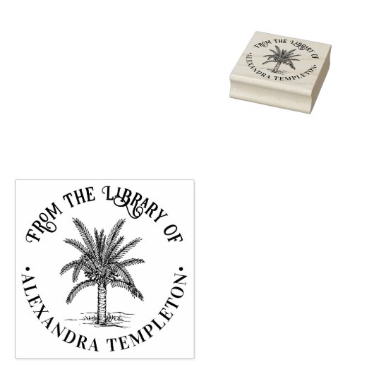 Leafy Sago Palm Tree Library Name Gummistempel (Stempel)