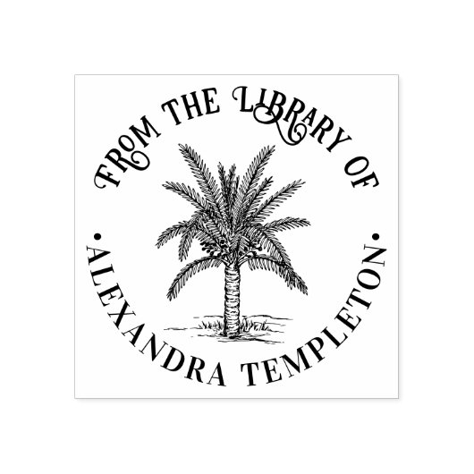 Leafy Sago Palm Tree Library Name Gummistempel (Prägung)