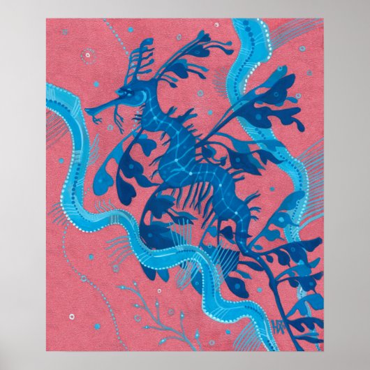 Leafy Sea Dragon Seepferd Unterwassermalerei Poster (Vorne)