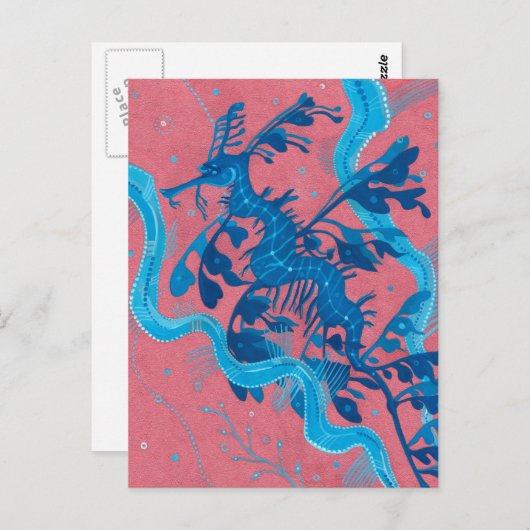 Leafy Sea Dragon Seepferd Unterwassermalerei Postkarte (Vorne/Hinten)