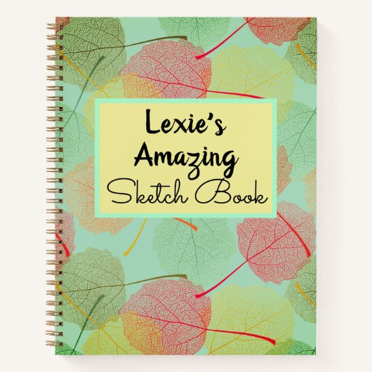 Leafy Stylish Sketch Personalisiert Spiral Noteboo Notizblock (Vorderseite)