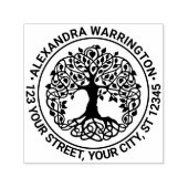 Leafy Tree mit Roots Round Name Rücksendeadresse Permastempel (Design)