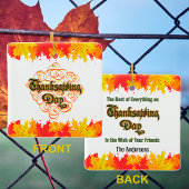 Leafy Typographic Erntedank Day Words Keramikornament