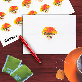 Leafy Typographic Erntedank Day Words Runder Aufkleber