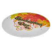 Leafy Typographic Erntedank Day Words Schneidebrett (Ecke)