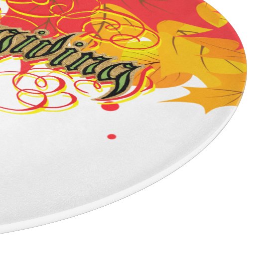 Leafy Typographic Erntedank Day Words Schneidebrett (Ecke)