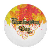 Leafy Typographic Erntedank Day Words Schneidebrett (Vorderseite)