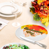 Leafy Typographic Erntedank Day Words Schneidebrett