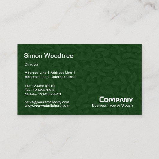 Leafy UnderGrowth Texture - Dunkelgrün Visitenkarte (Vorderseite)