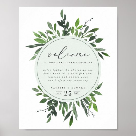 leafy watercolor geometric wedding poster (Vorne)