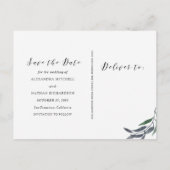 Leafy Watercolor | Save the Date mit Foto Ankündigungspostkarte (Rückseite)