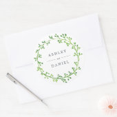 Leafy Watercolor Wreath Wedding Runder Aufkleber (Umschlag)