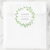 Leafy Watercolor Wreath Wedding Runder Aufkleber (Tasche)