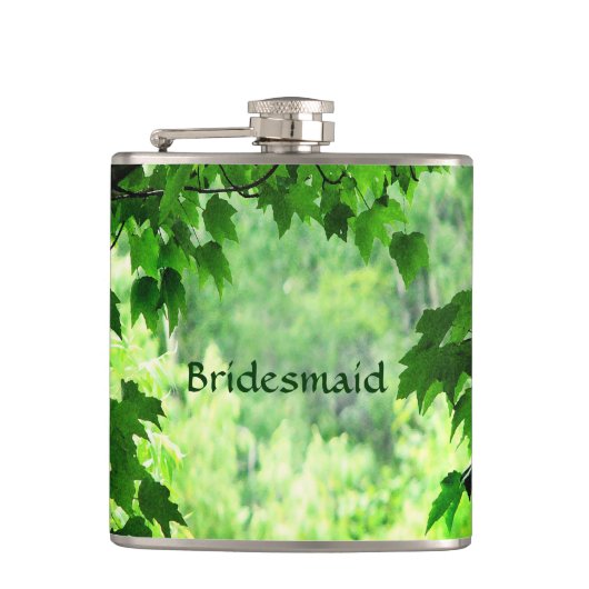 Leafy Wedding Bridesmaid Flachmann (Vorderseite)