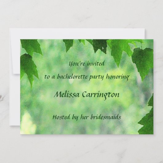 Leafy Wedding Junggeselinnen-Abschied Einladung (Vorderseite)