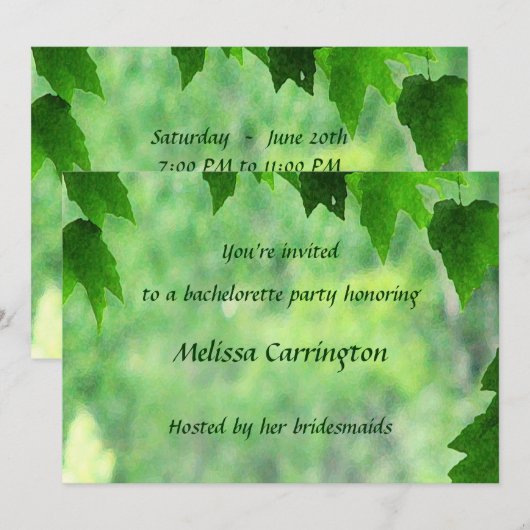 Leafy Wedding Junggeselinnen-Abschied Einladung (Vorne/Hinten)