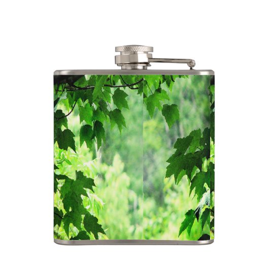 Leafy Wedding Vater der Braut Flachmann (Rückseite)