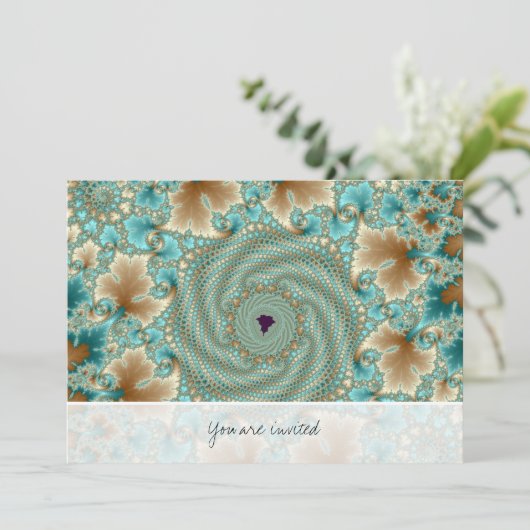 Leafy Whorls Fraktal Einladung (Stehend Vorderseite)