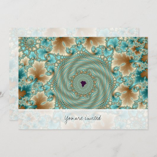 Leafy Whorls Fraktal Einladung (Vorne/Hinten)