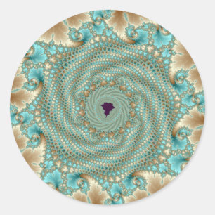 Leafy Whorls Fraktal Runder Aufkleber