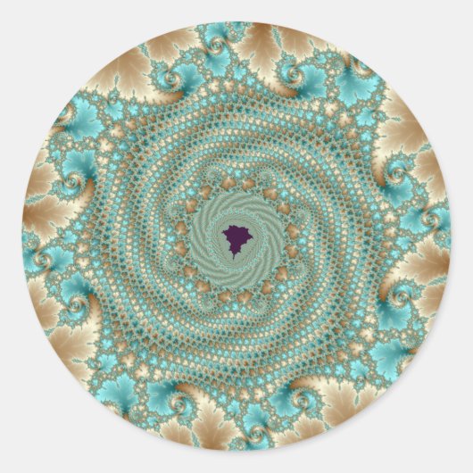 Leafy Whorls Fraktal Runder Aufkleber (Vorderseite)