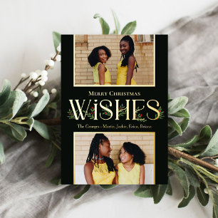 Leafy Wishes Foil Holiday Card Editable Color Folieneinladung
