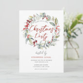 Leafy Wreath Festive Office Weihnachtsfest Party Einladung (Stehend Vorderseite)