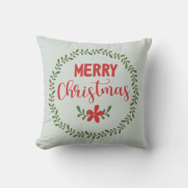 Leafy Wreath Frohe Weihnachten Kissen
