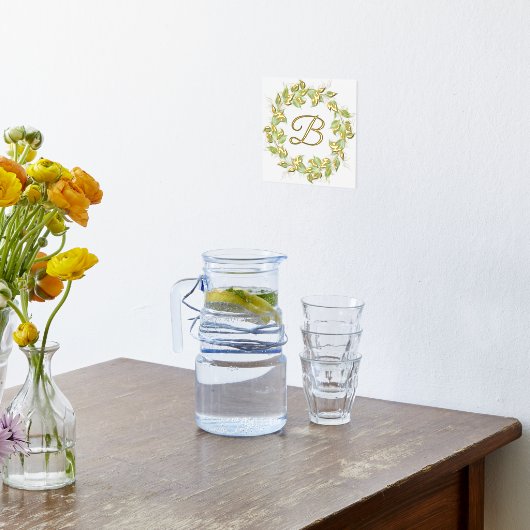 Leafy Wreath mit Monogramm Foliendrucke (Ablage(Küche))