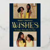 Leafy wünscht Foil Holiday Card Editable Farbe Folieneinladung (Vorderseite)