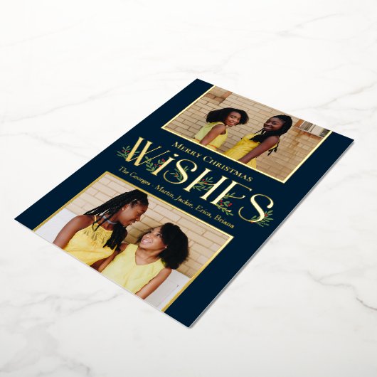 Leafy wünscht Foil Holiday Card Editable Farbe Folieneinladung (Gedreht)