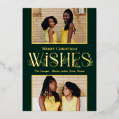 Leafy wünscht Foil Holiday Card Editable Farbe Folieneinladung (Vorderseite)